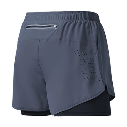 Men's Running Shorts Quick-drying Fitness Black Double Layer Shorts Men