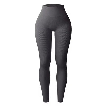 Women's seamless knitted thread yoga pants high waisted sports leggings hip lifting running training slimming and fashionable