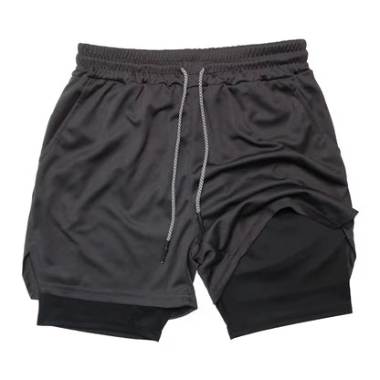 Men's Outdoor Cycling Sports Shorts Summer Breathable Quick-drying Shorts Sportswear Double-layer Two-in-one Casual Shorts M-3XL