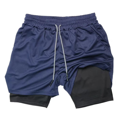 Men's Outdoor Cycling Sports Shorts Summer Breathable Quick-drying Shorts Sportswear Double-layer Two-in-one Casual Shorts M-3XL