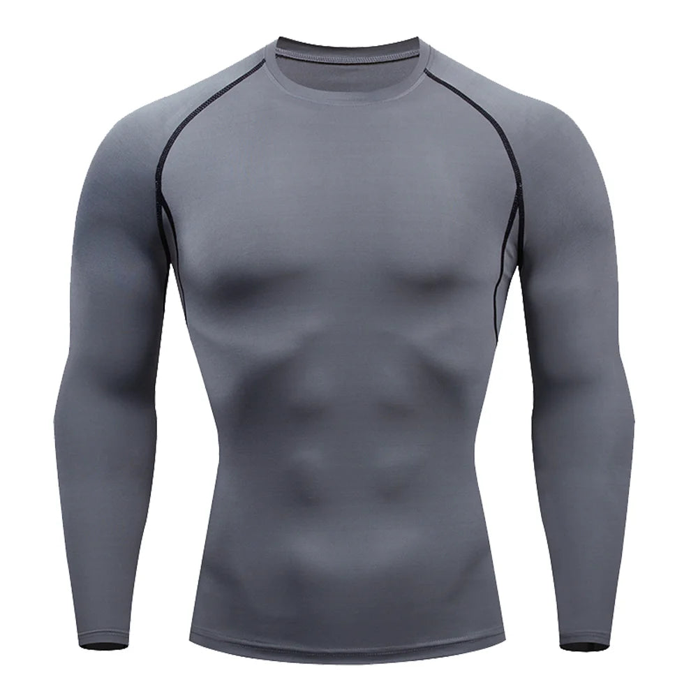 Men Bodybuilding Sports T-Shirt Quick Dry Running Shirt Long Sleeve Compression Top Gym T Shirt Men Fitness Tight Rashgad