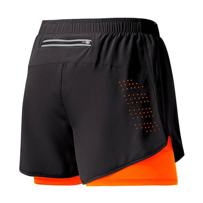 Men's Running Shorts Quick-drying Fitness Black Double Layer Shorts Men