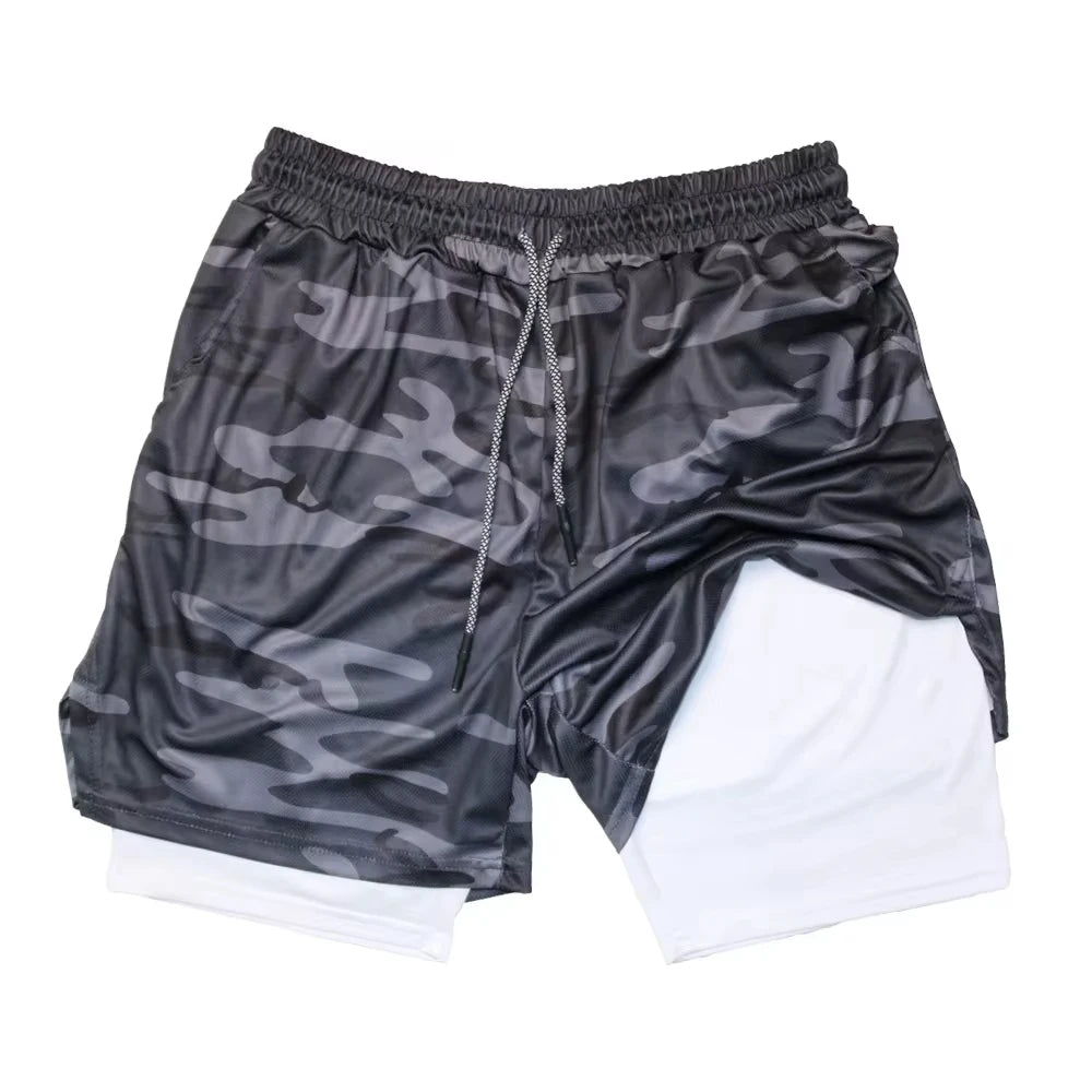 Men's Outdoor Cycling Sports Shorts Summer Breathable Quick-drying Shorts Sportswear Double-layer Two-in-one Casual Shorts M-3XL