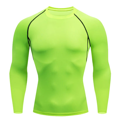 Men Bodybuilding Sports T-Shirt Quick Dry Running Shirt Long Sleeve Compression Top Gym T Shirt Men Fitness Tight Rashgad